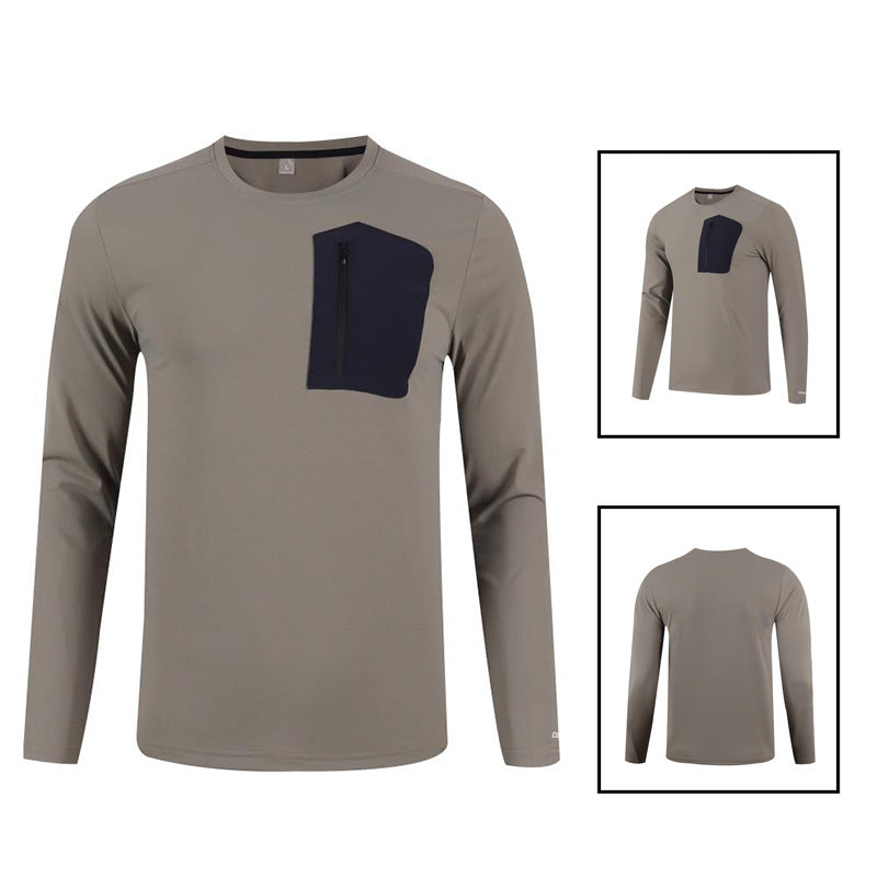 Herren Langarmshirt Funktionsshirt mit Brusttasche Sportlich - BerlinGlamour
