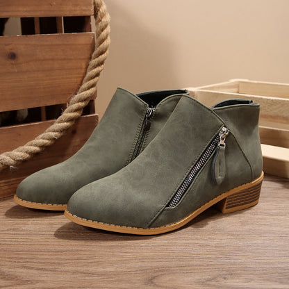 Damen Stiefeletten Elegant Reißverschluss Komfort Blockabsatz
