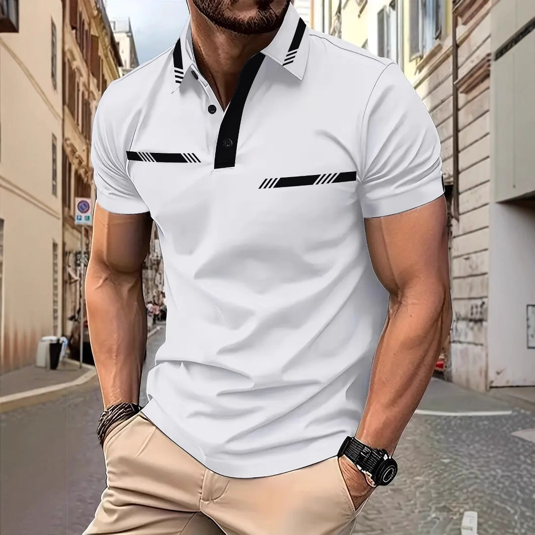 Herren Poloshirt Kurzarm Kontraststreifen Modern - BerlinGlamour