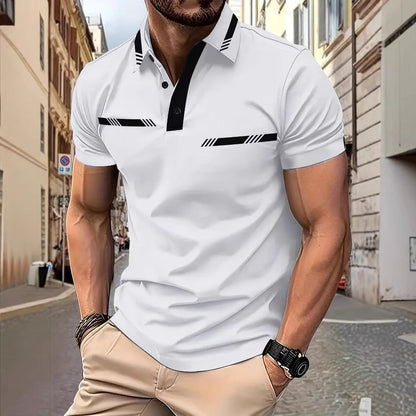 Herren Poloshirt Kurzarm Kontraststreifen Modern - BerlinGlamour