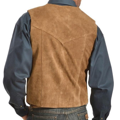 Lederweste Herren Wildleder mit Taschen Rustikal