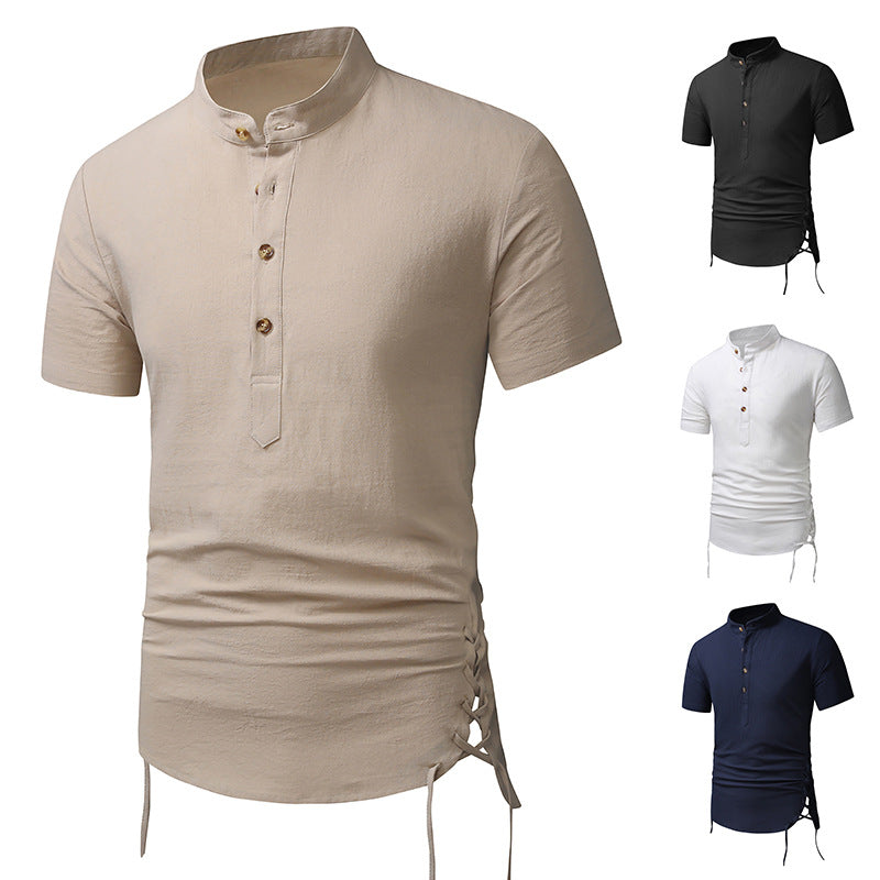 Herren Hemd Kurzarm Stehkragen Modern