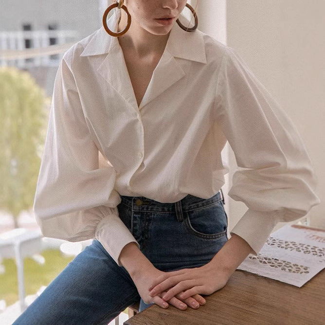 Damen Bluse mit Puffärmeln Modern Elegant - BerlinGlamour