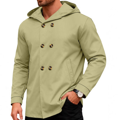 Herren Kapuzensweater Doppelter Knopfverschluss Taschen Modern