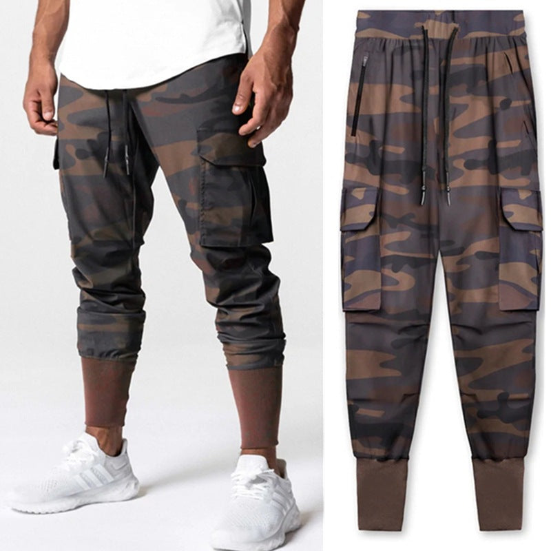 Herren Camo Joggerhosen Cargo Bequem Grün
