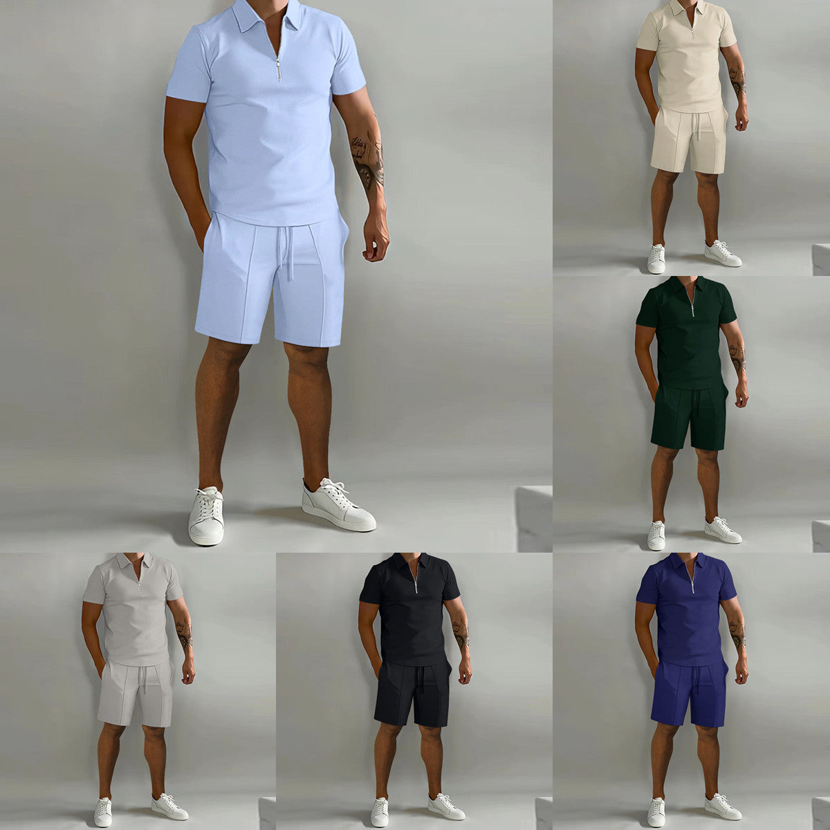 Herren Poloshirt Sportlich Kurzarm mit Shorts Set - BerlinGlamour