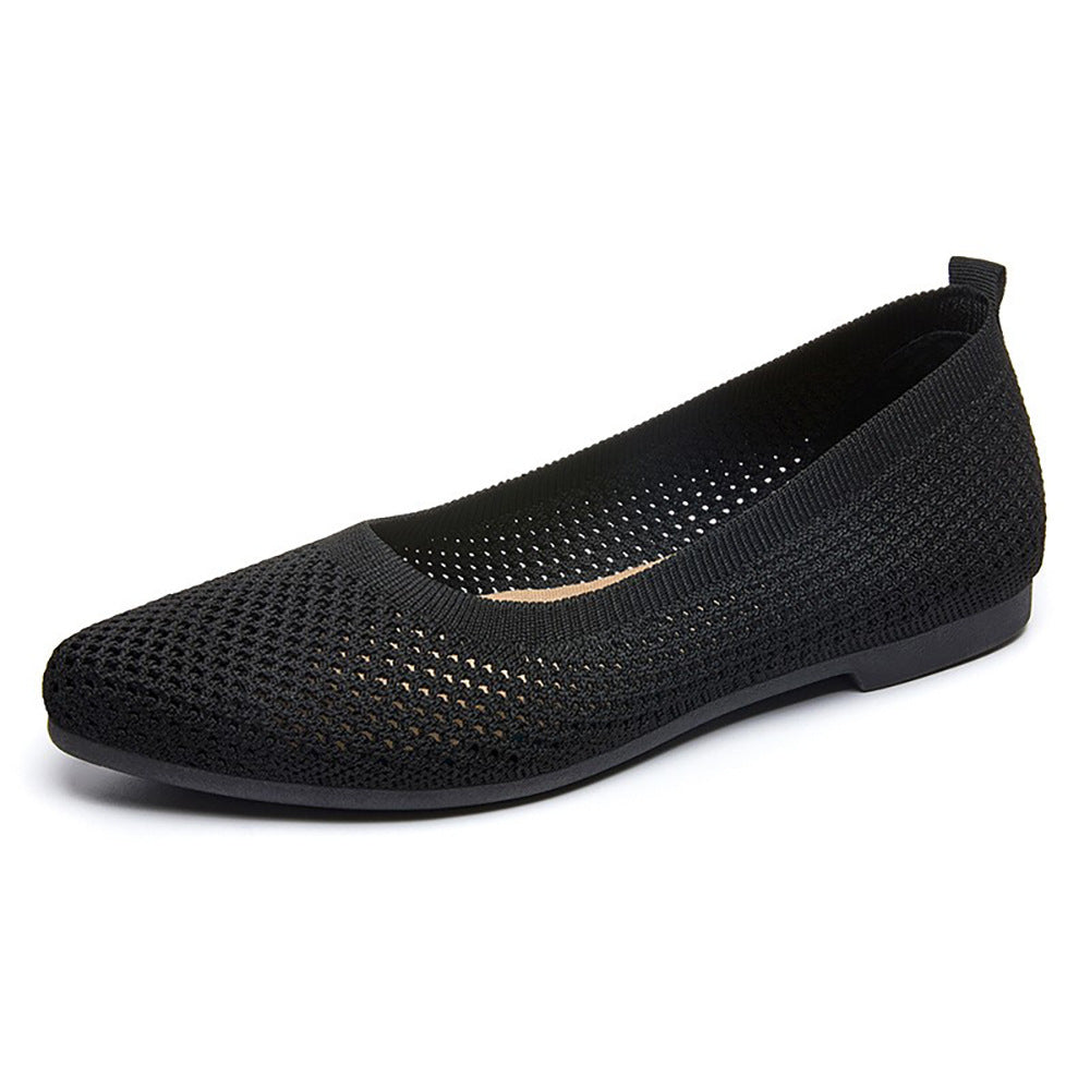 Damen Ballerinas Bequem Strick Schnürsenkel Luftdurchlässig
