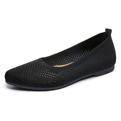 Damen Ballerinas Bequem Strick Schnürsenkel Luftdurchlässig