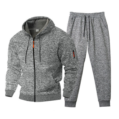 Herren Sportanzug Hoodie Jogger Set Reißverschluss Taschen