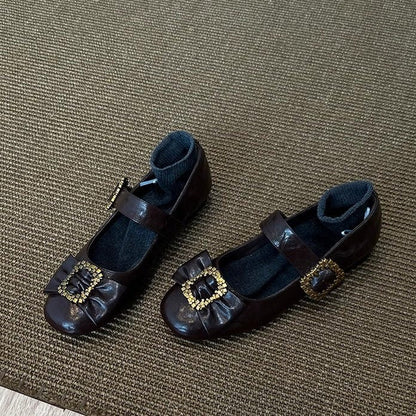 Damen Ballerinas mit Glitzerschnalle und weichem Innenfutter