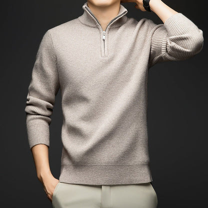Herren Pullover Weich Wolle Eleganter Zip