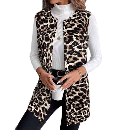 Damen Weste Leopardenmuster Trendig Elegant