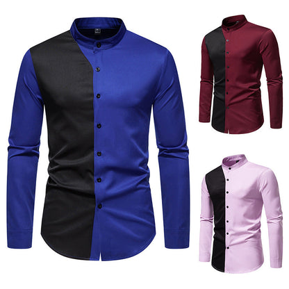 Herren Langarmhemd Modern Farbblock Design Elegant