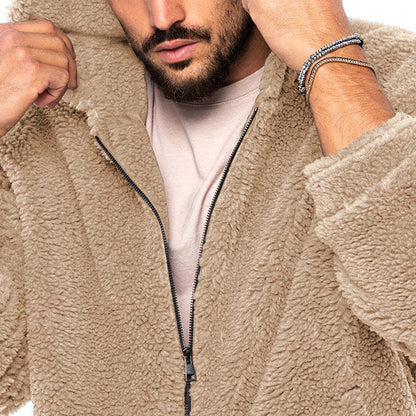 Herren Kapuzenjacke Teddy Fleece Weich Warm