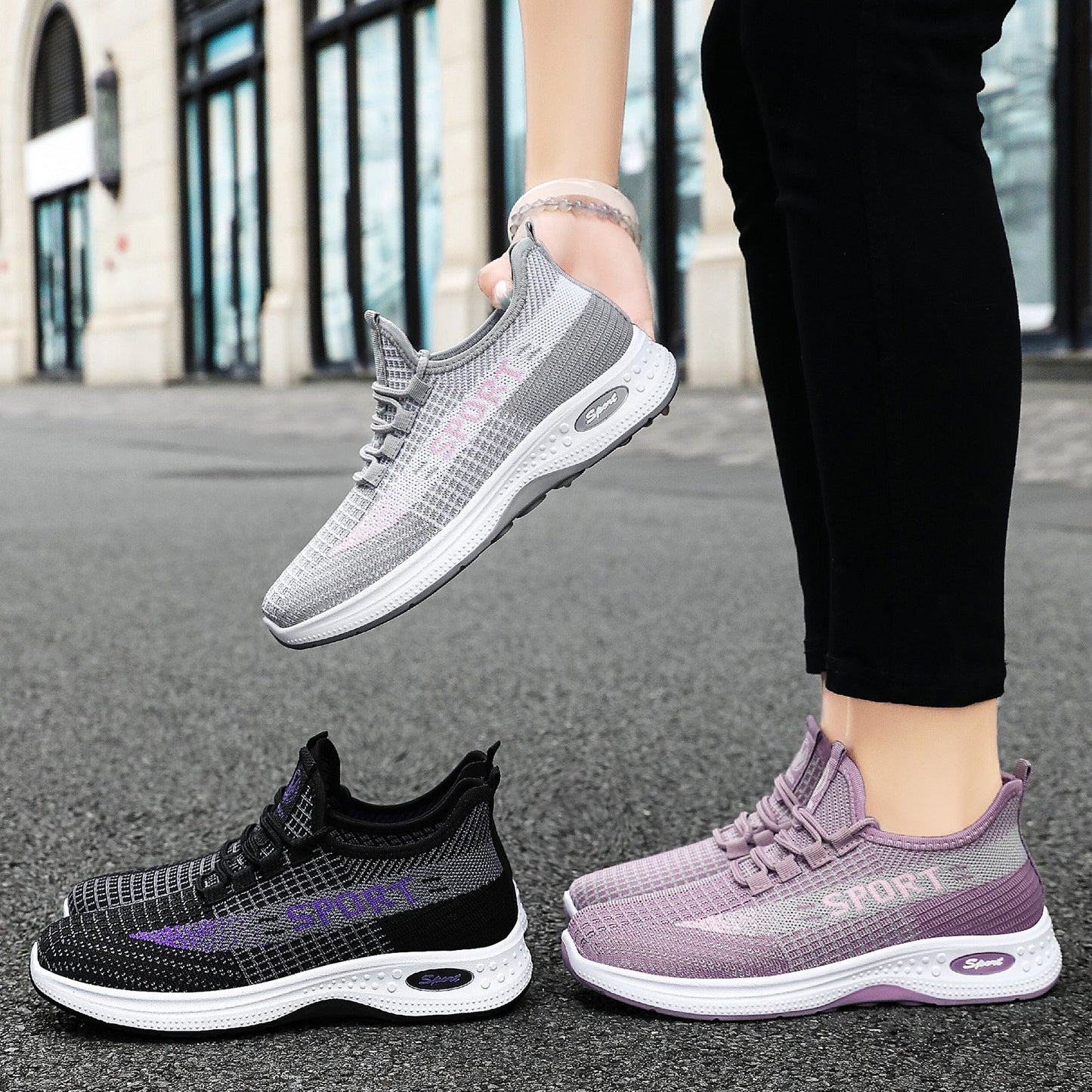 Damen Sneaker Sportlich Atmungsaktiv Laufschuhe Fitness