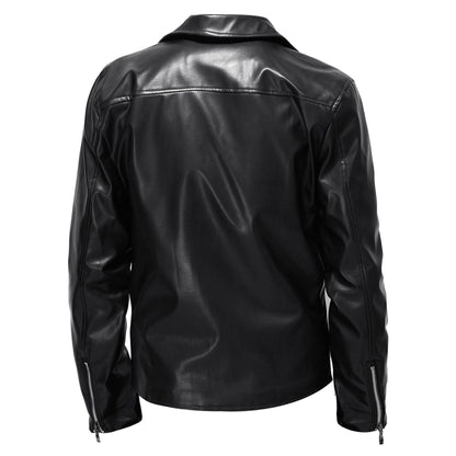 Herren Lederjacke Motorradjacke Schwarz Ledermantel Style