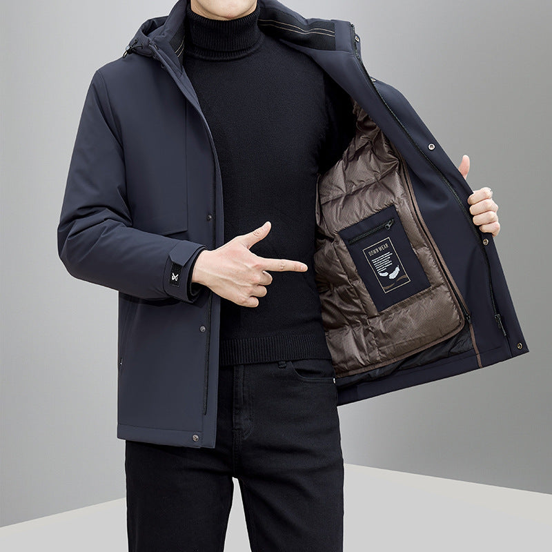 Herren Winterjacke Isoliert Verstellbares Kapuzen mit Taschen - BerlinGlamour