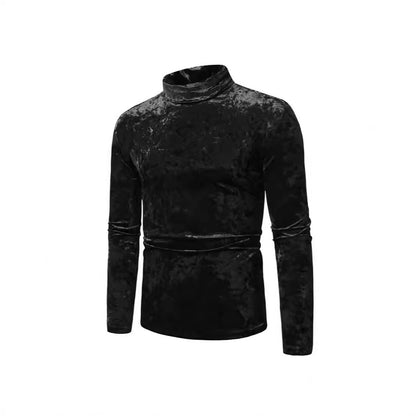 Herren Rollkragenpullover Weich Samt Elegant Modern