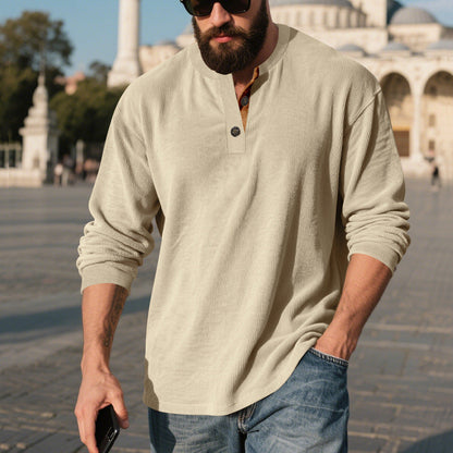 ein Beispiel: Herren Langarm-Henley-Shirt mit strukturiertem Material und modischen Knopfdetails BerlinGlamour 

Dieser Titel ist zu lang und enthält zu viele Wörter.