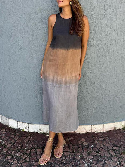 Sommerkleid Ärmellos Leinen Baumwolle Lang