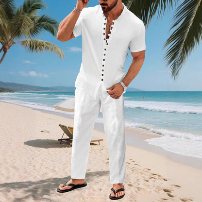 Herren Freizeitanzug Modern mit Mandarin Kragen und Knöpfen