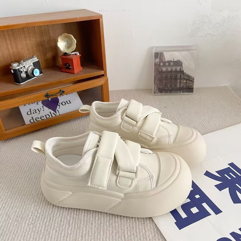 Damen Sneaker Klettverschluss Dicke Sohle Bequem