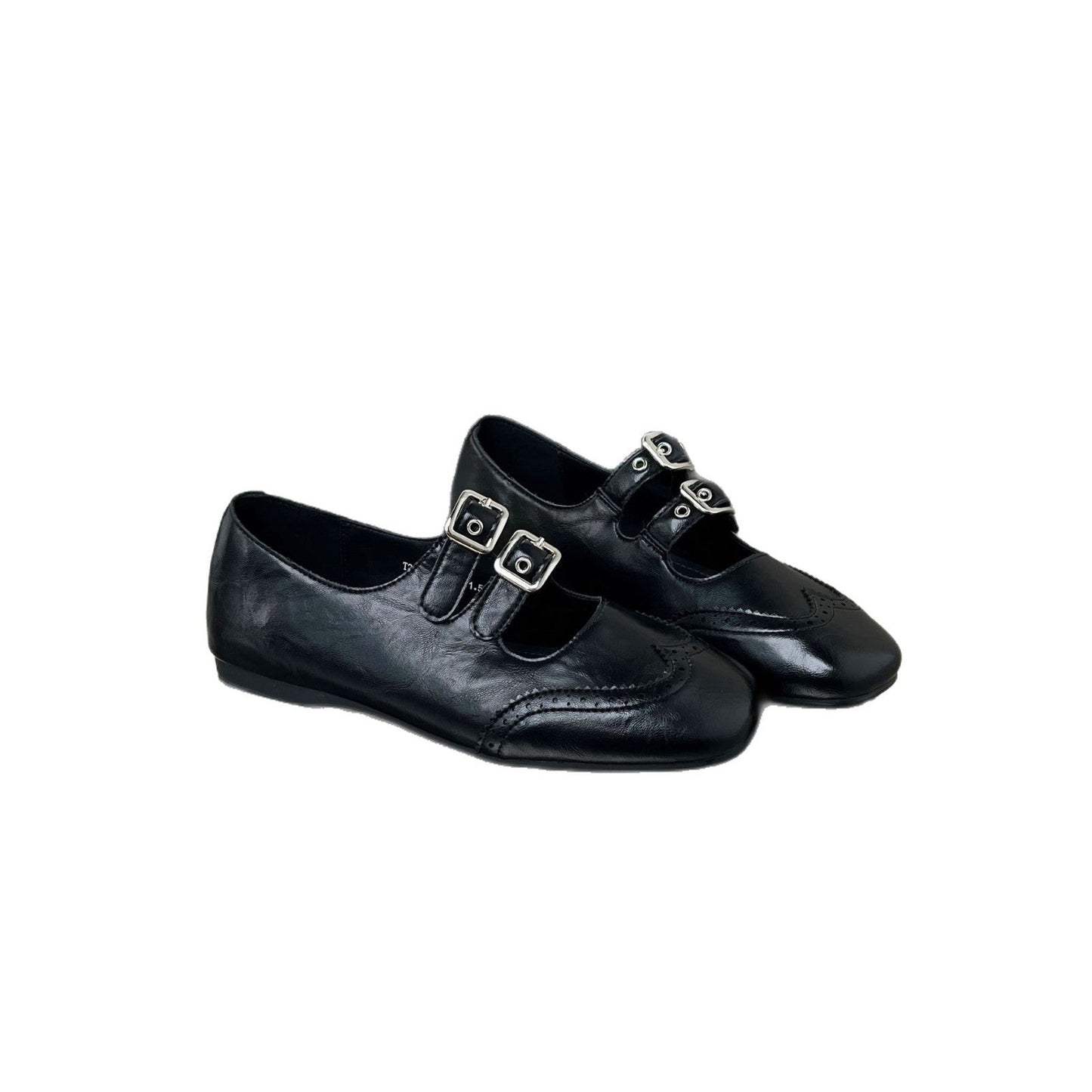 Damen Ballerinas Elegant mit Doppelriemen Schnalle
