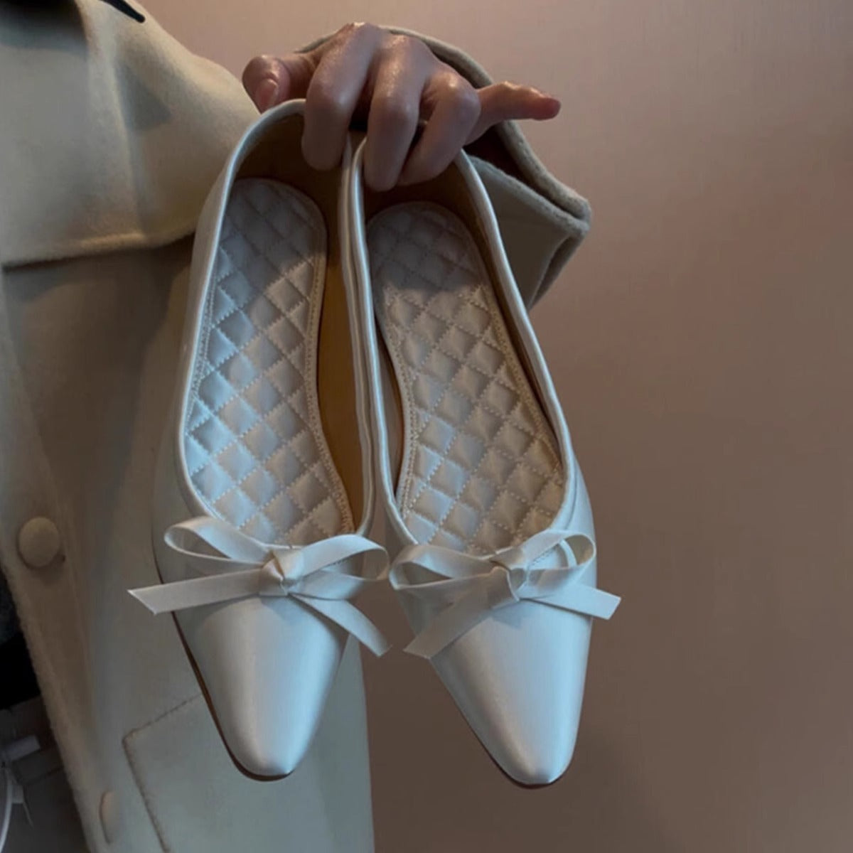 Damen Ballerinas Spitze Elegante Schleife Damenschuhe