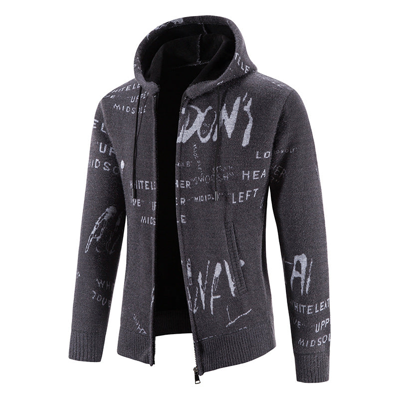 Herren Kapuzenjacke Graffiti Print Stretch
