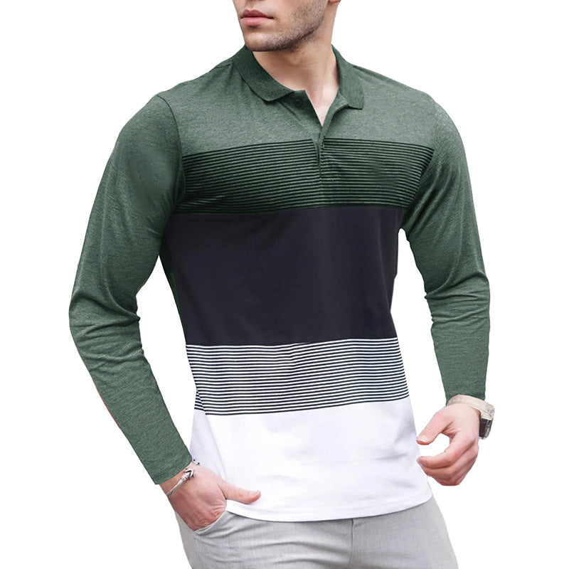 Herren Polo-Shirt Langarm Streifen Modern