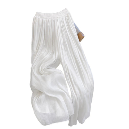 Damen Hose Plissee Weite Bequem Elastisch