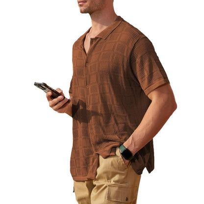 Herren Kurzarmhemd Modern Texturiert Berlin Style