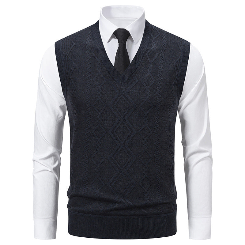 Herren Strickpullover V-Ausschnitt Struktur_optimiert