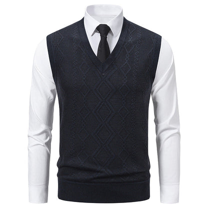 Herren Strickpullover V-Ausschnitt Struktur_optimiert