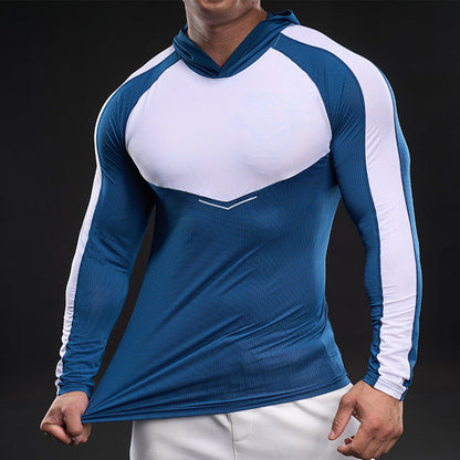 Herren Funktionsshirt Langarm Kapuze Atmungsaktiv Sportlich