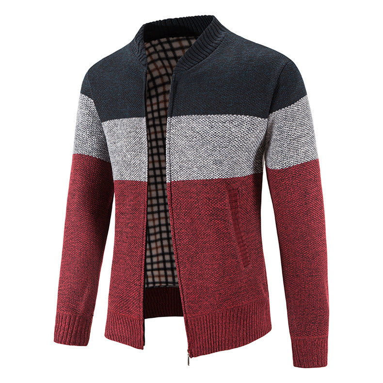 Herren Strickjacke Modern Karo Innenausstattung Zipper