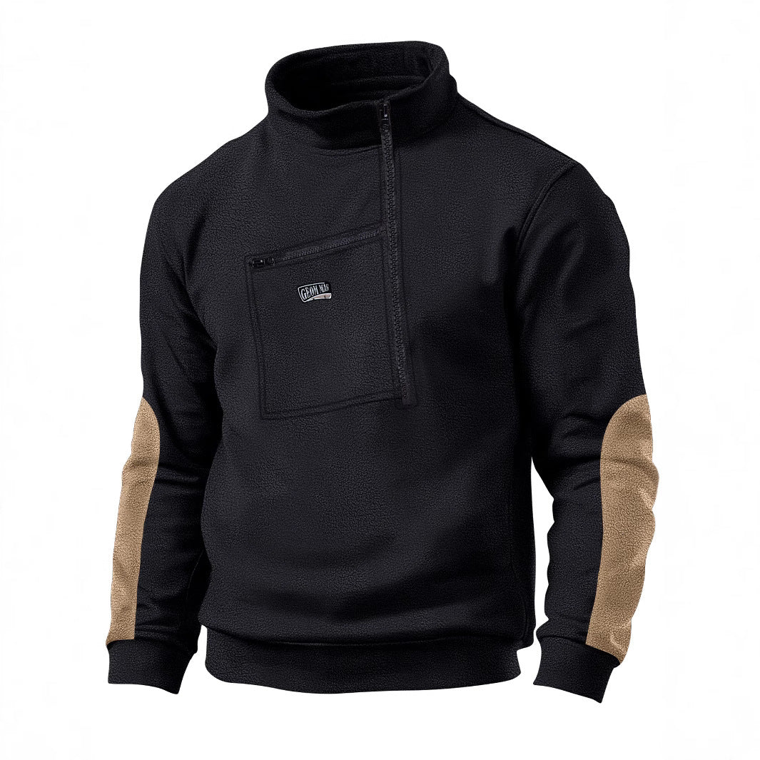 Herren Fleece Pullover Reißverschluss Warm Bequem