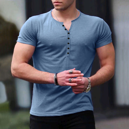 Herren T-Shirt Kurzarm Henley Freizeitstyle