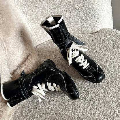 Damen High-Top Sneaker Sportlich Schnürsenkel Modisch Klettverschluss