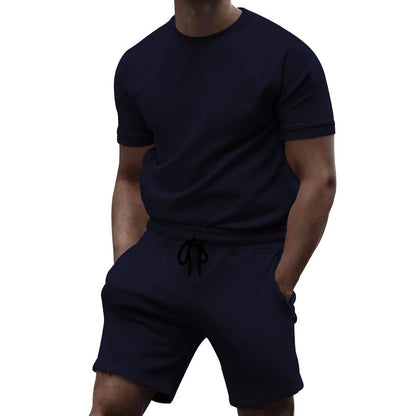 Herren Sportanzug Kurzarm Oberteil Bequeme Sports Shorts