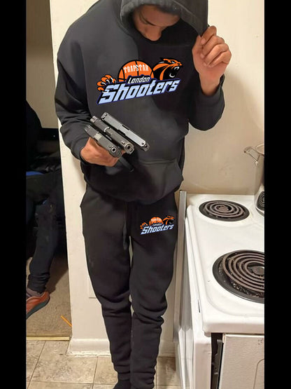 Herren Sportset Hoodie Jogginghose Basketball Design Grau