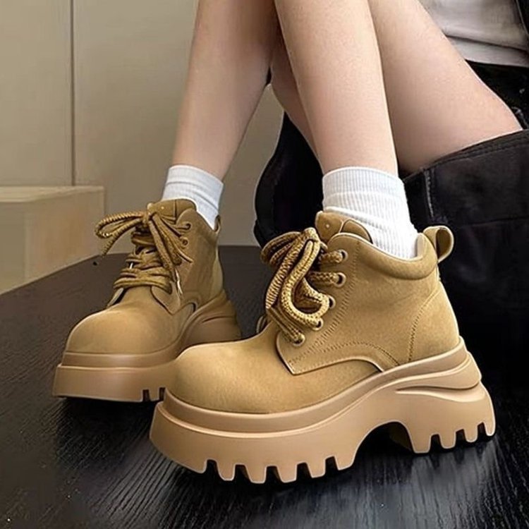 Damen Stiefel Chunky Boots Hoch mit Schnürverschluss Robust - BerlinGlamour