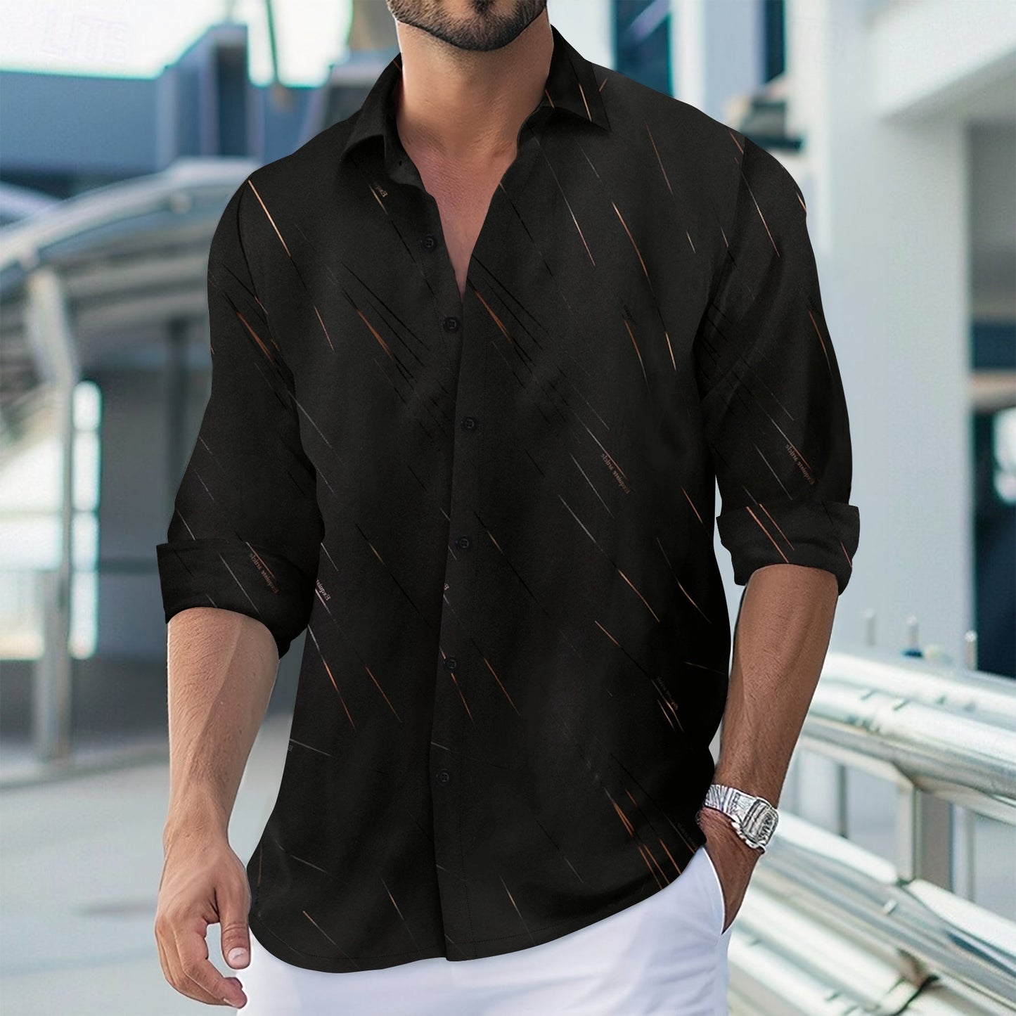 Herren Langarmhemd Modern mit Farbenfrohem Design Berlin Style
