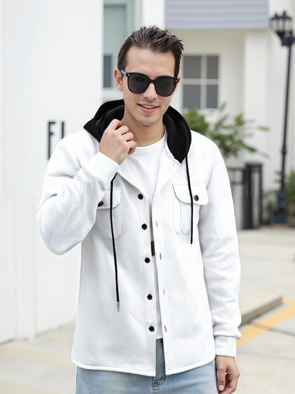 Herren Hybrid-Jacke Modern mit Abnehmbarer Kapuze und Taschen