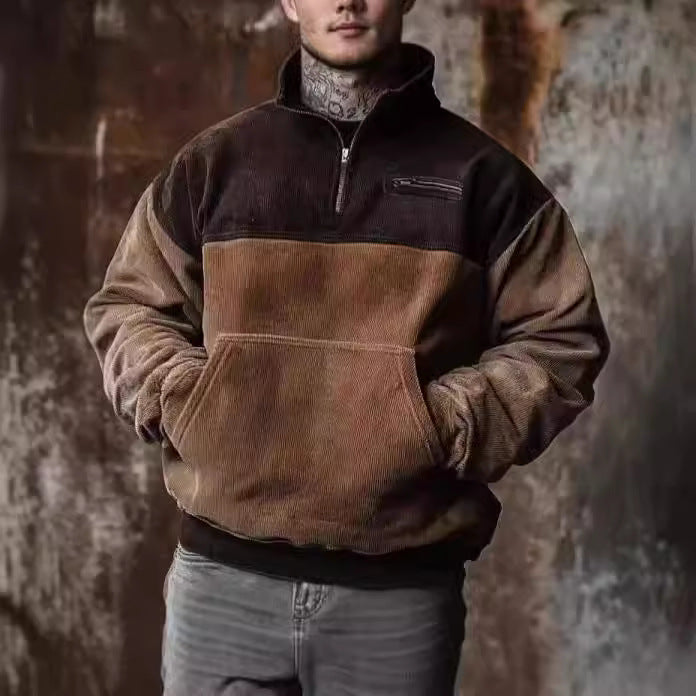 Herren Stehkragenpullover Soft Samtig mit Taschen - BerlinGlamour