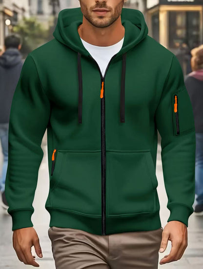 Herren Sportjacke Kapuzenjacke Reißverschlusstaschen Funktional