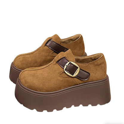 Damen Plateau-Schuhe Höhe Hoch Modisch Schnalle Schwarz