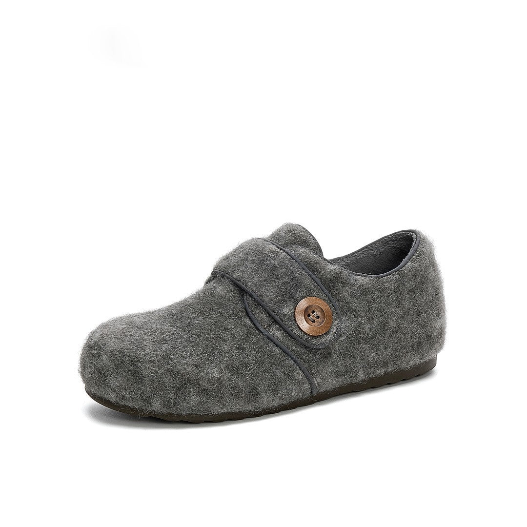 Damen Hausschuhe Filz Warm mit Schnalle