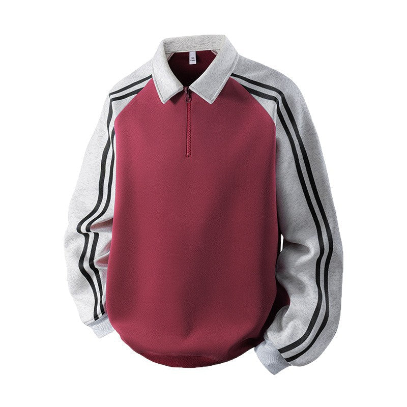 Herren Sweatshirt Sportlich Reißverschluss Stehkragen Modern