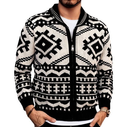 Herren Strickjacke Zopfmuster Stehkragen Modern